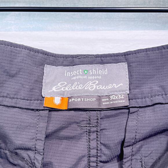 EDDIE BAUER Insect Shield Repellent Hiking Pants Gray Nylon Outdoor Mens 30x32 - Picture 6 of 8